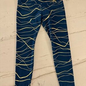 Nike Women Icon Clash Fast Blue/Yellow Running Tights Sz XL